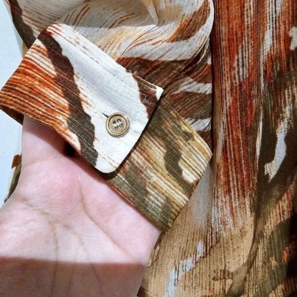 CHICOS 2 Neutral Zebra Chic Joceline Top Long Sleeve Sequin Collar - Picture 9 of 14